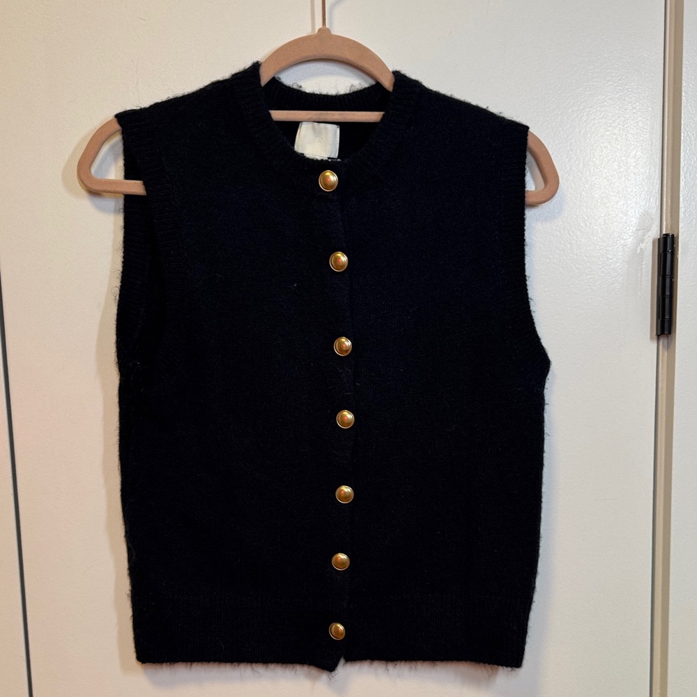 H&M Navy Sweater Vest with Gold Buttons